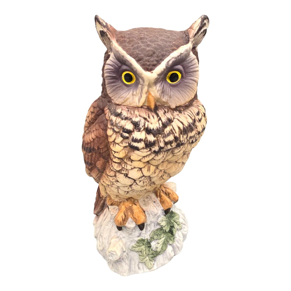 Andrea by Sadek Owl Figurine Porcelain Bird Statue Great Horned Japan Vintage